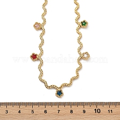 304 Stainless Steel Rope Chain Colorful Cubic Zirconia Tassel Necklaces for Women&nbsp;NJEW-V015-01G-C