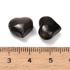天然銀光沢黒曜石ビーズ  ハート  11x12~13x8mm  穴：1.4~1.8mm&nbsp;GG-CBA4A3B-C26-02