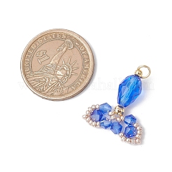 クリアガラスペンダント  フィッシュテイル チャーム  304ステンレススチールループ付き  多面カット  ブルー  29.5x19.5~23x8mm  穴：3mm&nbsp;PALLOY-MZ00725-04