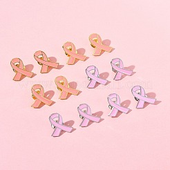 12Pcs 2 Styles Breast Cancer Awareness Pink Ribbon Enamel Pin&nbsp;JEWB-FS0001-08