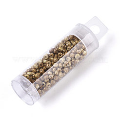 チェコガラスビーズ  ラウンドガラスシードビーズ  ベーキングペイントスタイル  カーキ  8/0  3x2mm  穴：1mm  約10 G /ボトル&nbsp;SEED-R047-B-66209