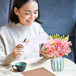 DIYペーパーフラワーブーケのグリーティングカードセット  封筒付き  ピンク  365x253x9.5mm&nbsp;AJEW-WH0455-197B