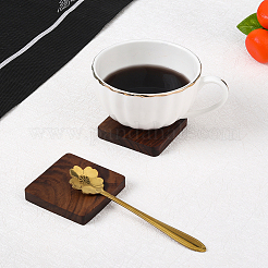 ブラックウォールナットウッドのカップマット  耐熱コースター  正方形  60x60x8mm  2個/セット&nbsp;WOOD-DJ0001-06E