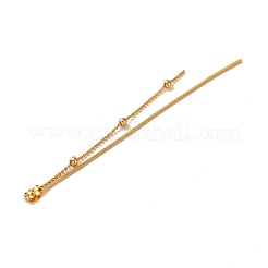 真鍮スネークチェーン＆ボールチェーンイヤナット  タッセルチャーム イヤーナット  18KGP本金メッキ  105x4x3mm  穴：0.8~1mm&nbsp;KK-G510-16G