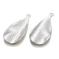 合金ペンダント  長持ちメッキ  ティアドロップ  プラチナ  40x18.5x3mm  穴：1.8mm&nbsp;PALLOY-O094-03P