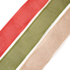 3 Rolls 3 Colors Polyester Imitation Linen Wrapping Ribbon&nbsp;OCOR-YS0001-02A