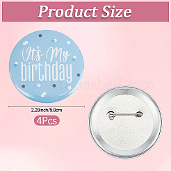 4Pcs It's My Birthday Tinplate Brooches&nbsp;JEWB-CN0001-12B