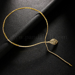 Snake Brass Crystal Rhinestone Lariat Necklaces for Women&nbsp;FS-WG9EF43-01