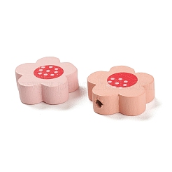 スプレー塗装された天然メープルウッドビーズ  花  ミックスカラー  18x19x6mm  穴：2mm  約549個/500g&nbsp;WOOD-M007-26