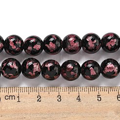手作りシルバー/金箔lampworkビーズ連売り  ラウンド  フラミンゴ  10.5~11x10mm  穴：1.5~1.6mm  約50個/連  19.53インチ（49.6cm）&nbsp;LAMP-L079-07C