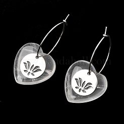 Natural & Synthetic Gemstone & 304 Stainless Steel Hoop Earrings for Women&nbsp;EJEW-G475-02P