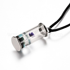 Glass Wishing Bottle Leather Cord Pendant Necklaces&nbsp;NJEW-Z009-A