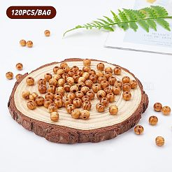 120個の天然木ビーズ  染め  無鉛の  ラウンド  バリーウッド  10x9mm  穴：2~3.5mm  120個/袋&nbsp;WOOD-OC0001-83-LF
