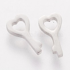 変色しにくい201ステンレススチールチャーム  キー  ステンレス鋼色  7.6x3.8mm&nbsp;STAS-Q201-T216