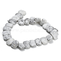 天然石ハウライトビーズ連売り  長方形  多面カット  15x20x6mm  穴：1.5mm  約25個/連  14.96インチ（38cm）&nbsp;G-C285-A10-01