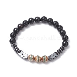 Dyed Natural & Synthetic Mixed Gemstone Arrow Beaded Strech Bracelet for Women&nbsp;BJEW-JB09364
