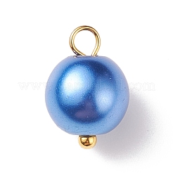 ガラスのパールのペンダント  ゴールデンメッキ真鍮パーツ  ラウンド  藤紫色  11x8.5mm  穴：5mm&nbsp;PALLOY-JF01880-01