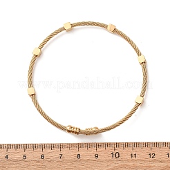 女性用304ステンレススチール製キューブビーズカフバングル  ゴールドカラー  内径：2.36インチ（6cm）&nbsp;SA-CBA2192-01G