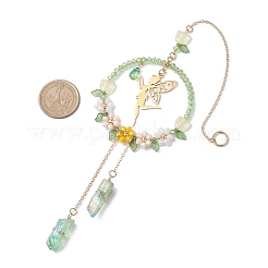 Stainless Steel Elf & Glass Beads Pendant Decorations&nbsp;HJEW-TA00250