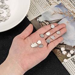 変色防止 304 ステンレススチール 刻印 ブランクタグ フラットハートチャームペンダント  ステンレス鋼色  11x10x1mm  穴：1mm&nbsp;STAS-Q171-01