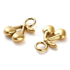 304ステンレススチールチャーム  ゴールドカラー  チェリー  8.5x6x2mm  穴：1.8mm&nbsp;STAS-H438-12G-01