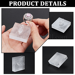 アクリルシングルリングディスプレイスタンド  リングディスプレイ用のジュエリーホルダー  正方形  ホワイト  4x4.05x2.4cm&nbsp;RDIS-WH0007-13B