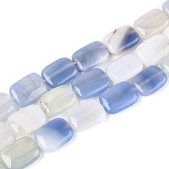 天然石瑪瑙ビーズ連売り  染め  長方形  ライトブルー  17~19x13~14x5~6.5mm  穴：1mm  約22個/連  15.55~15.75インチ（39.5~40cm）&nbsp;G-N356-03A-08