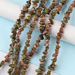 天然石ユナカイトビーズ連売り  チップ  1.5~4.5x3~13x2.5~8mm  穴：0.6mm  30.94~31.97インチ（78.6~81.2cm）&nbsp;LS-G-G0003-B13