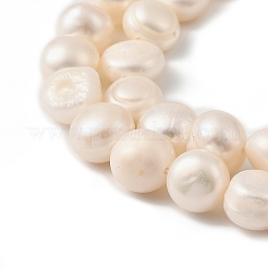 天然養殖淡水パールビーズ連売り  研磨両側  グレード2a+  貝殻色  9~10mm  穴：0.6mm  約41~42個/連  13.82''~14.17''（35.1~36センチメートル）&nbsp;PEAR-P064-19K-05B