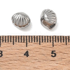 304ステンレススチールビーズ  シェル形状  ステンレス鋼色  6.5x7x7mm  穴：2.2mm&nbsp;SA-CBA740F-16P