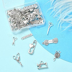 45pcs9スタイルチベットスタイルアロイペンダント  混合図形  アンティークシルバー  11~30.5x10.5~30x1~1.5mm  穴：1.8~3mm  5個/スタイル&nbsp;DIY-YW0010-09