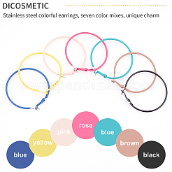 7Pairs 7 Colors 201 Stainless Steel Big Huggie Hoop Earrings&nbsp;EJEW-DC0001-09