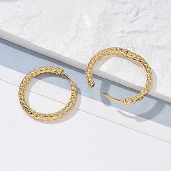 イオンプレーティング（IP）304ステンレススチール溝付きフープピアス  18KGP本金メッキ  23x2.5mm  ピン：1mm&nbsp;X-EJEW-M218-01C-G