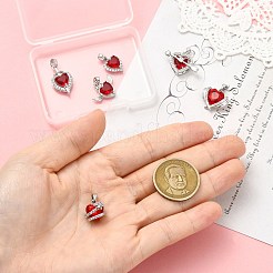 6Pcs 6 Styles Brass Pave Cubic Zirconia Pendants&nbsp;KK-CJ0014-15