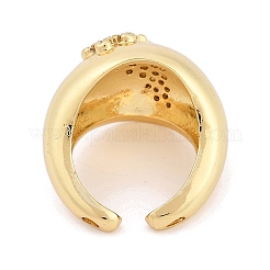 真鍮マイクロパヴェキュービックジルコニアカフスリング  女性用ワイドバンドリング  18KGP本金メッキ  葉  20mm&nbsp;RJEW-U030-03G-01