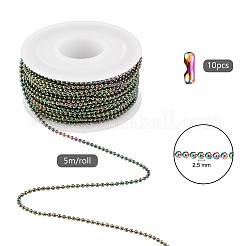 5M Rainbow Color 304 Stainless Steel Ball Chains&nbsp;STAS-SZ0002-22B
