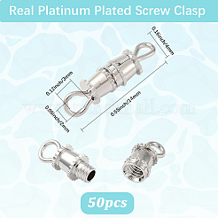 真鍮製ネジ留め具50個  プラチナメッキ  14x4mm  穴：3x2mm&nbsp;KK-BBC0018-50P