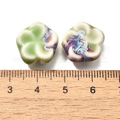 手作りの陶器ビーズ  花  フローラルホワイト  14.5x15x6.5mm  穴：2mm&nbsp;PORC-H013-02-12