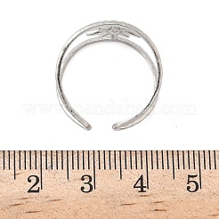 304 ステンレススチール オープンカフリング 金具  パッドリングのセッティング  フラットラウンド  ステンレス鋼色  トレイ：2mm  13mm  調整可能&nbsp;RJEW-A079-10E-P