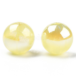 ABSプラスチックパール調ビーズ  ABカラーメッキ  ラウンド  シャンパンイエロー  12mm  穴：1.8mm&nbsp;PACR-N013-01B-05