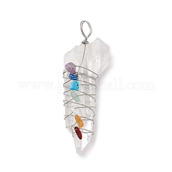 Raw Rough Natural Crystal Quartz Copper Wire Wrapped Big Pointed Pendants&nbsp;G-E593-01P