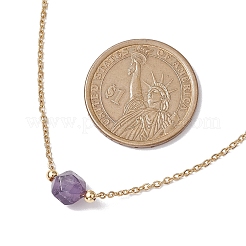 Faceted Star Cut Round Natural Gemstone Pendant Necklaces&nbsp;NJEW-JN05091