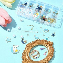 DIY 合金エナメル & アクリル & ポリコットン タッセル ダングル イヤリング 作成キット  混合図形  17~40x11~16x1.5mm  穴：1.4~2mm&nbsp;DIY-FS0001-21B
