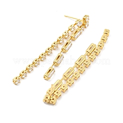 Rectangle Rack Plating Brass Micro Pave Cubic Zirconia Dangle Stud Earrings for Women&nbsp;EJEW-F326-14G