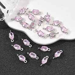 SHEGRACE Brass Pave Cubic Zirconia Oval Connector Charms&nbsp;XGRQ2O046-437B-P