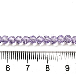 透明ベーキングペイントガラスビーズ連売り  多面カット  ロンデル  青紫色  4~4.5x3.5mm  穴：1mm  約105~110個/連  38~39cm&nbsp;DGLA-A034-T4mm-D03