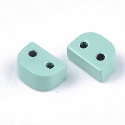 スプレー塗装合金マルチ連リンク  タイル弾性ブレスレット作り用  半円  アクアマリン  8.5x4x6mm  穴：1.4mm&nbsp;PALLOY-T068-10-38