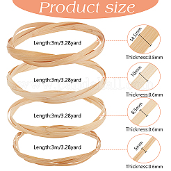 4Pc 4 Styles Flat Natural Bamboo Wicker Strips&nbsp;WOOD-FG0001-38A