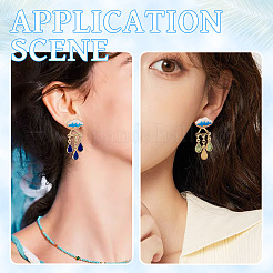 2 Pairs 2 Colors Teardrop Alloy Enamel Dangle Stud Earrings for Women&nbsp;EJEW-TA0001-49A