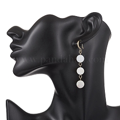Flat Round Natural Freshwater Shell Dangle Earrings&nbsp;EJEW-JE06846